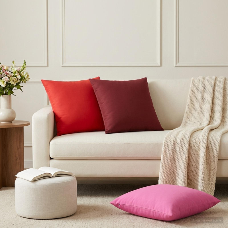Leaf Design Cushion Cover, Square 60cm, Leaf Design