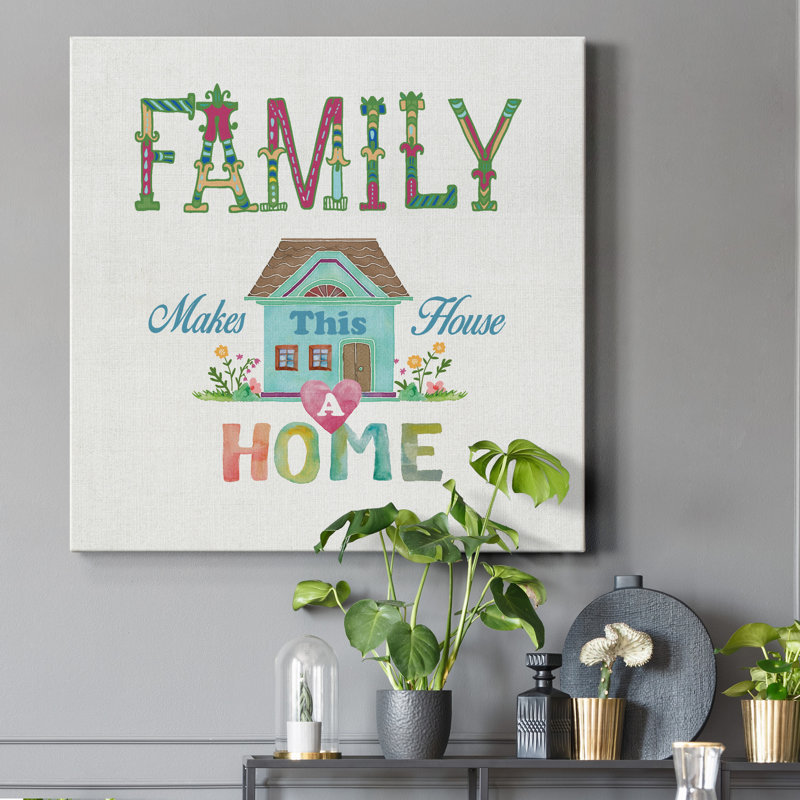 Family - reproduction d'art textuel sur toile tendue, H 40 po x l 40 po x P 1 po