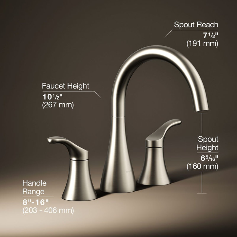 Robinet de baignoire romaine à 2 tablettes Simplice, Nickel brossé éclatant