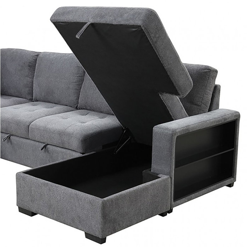 Decklynn Sleeper Sectional, Dark Gray