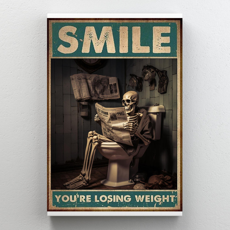 Squelette dans un sourire de toilette - 1 pièce graphique squelette dans un sourire de toilette