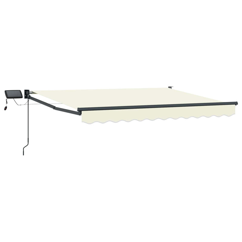 VidaXL Polyester Cover Retractable Patio Awning, 165cm H x 300cm W x 200cm D, Cream/Black
