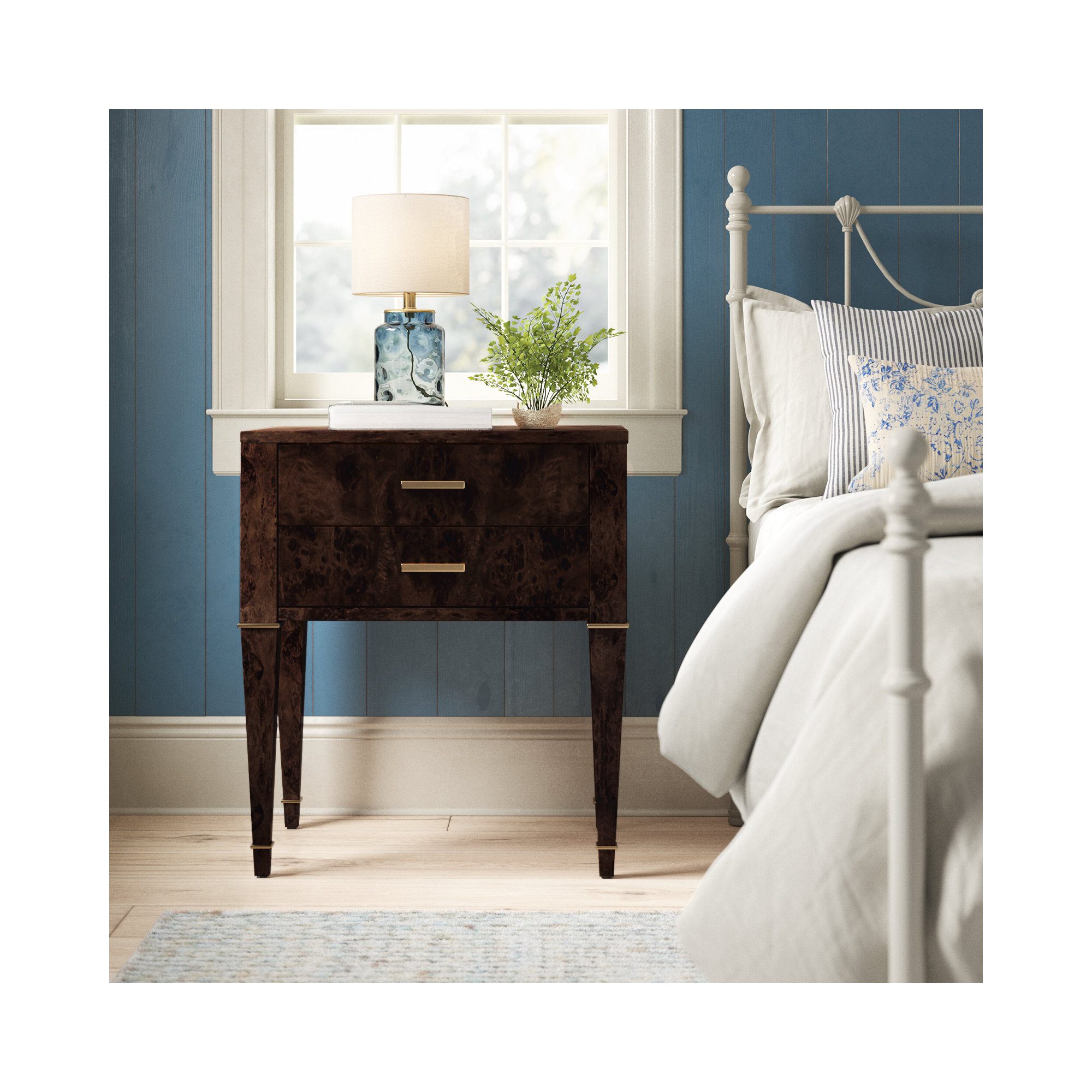 Mazekine 2 - Drawer Nightstand, Dark Burl