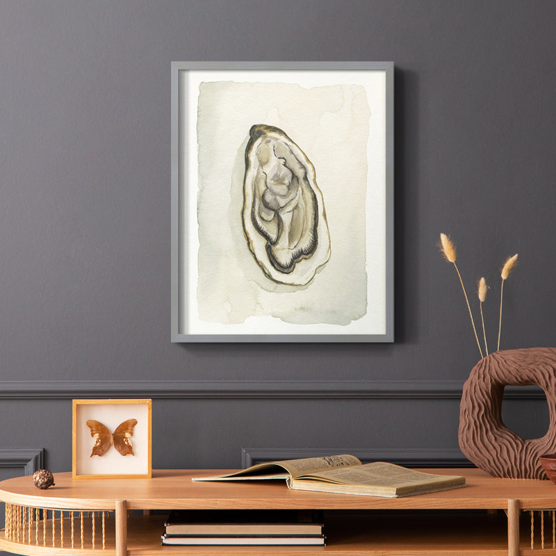 Soft Half Shell II Framed Print - Solid Wood, Gray, 10" H x 8" W