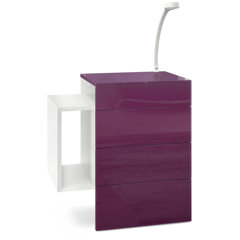 Mcardle 2 Drawer Bedside Table, With LED Flexi light, Blackberry