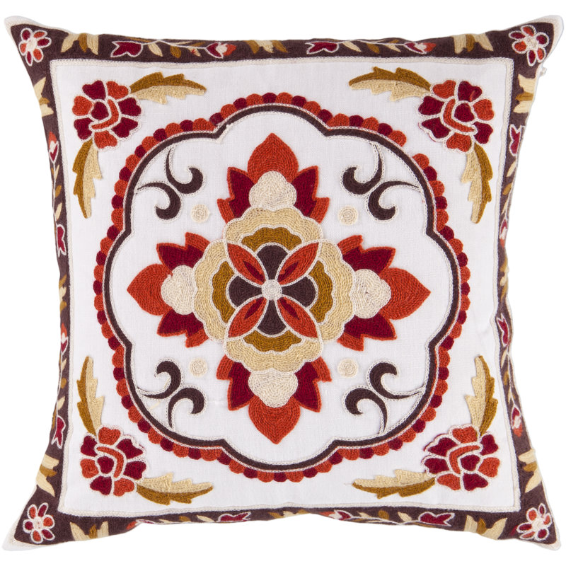 Embroidered Throw Pillow, Polyester, 18"
