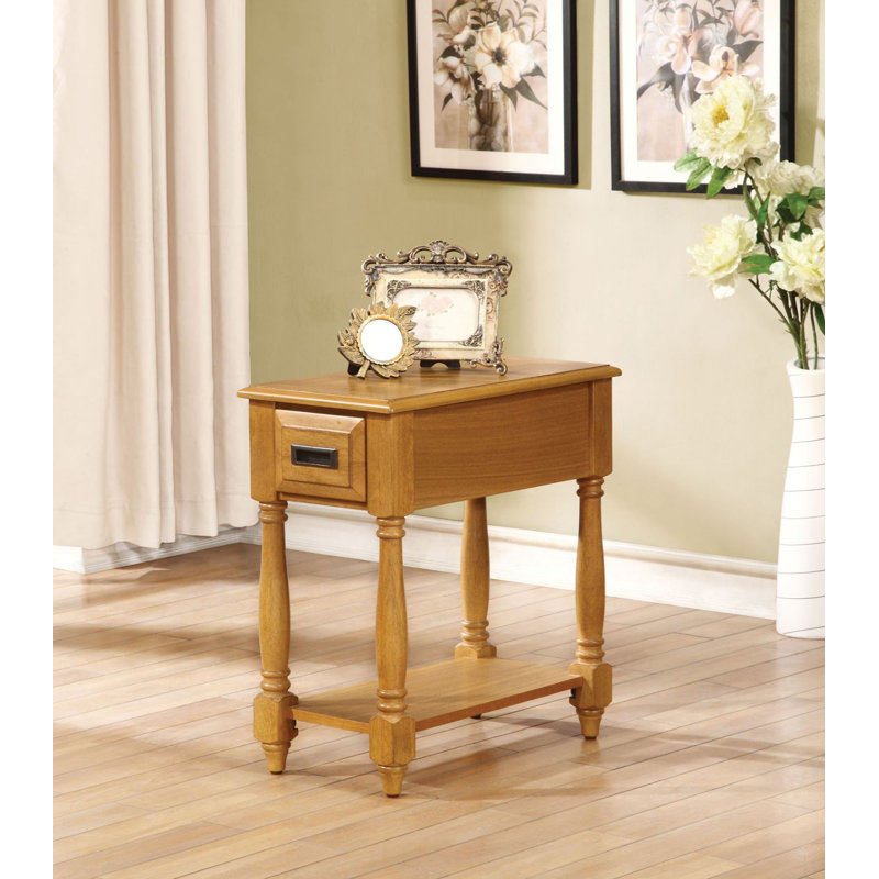 Guzzi Solid Wood Top End Table with Storage