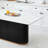 69 Inch Rectangular Faux Marble Dining Table, Black Wave Metal Base With Gold Trim, Seats 4-6 For Kitchen & Dining Room