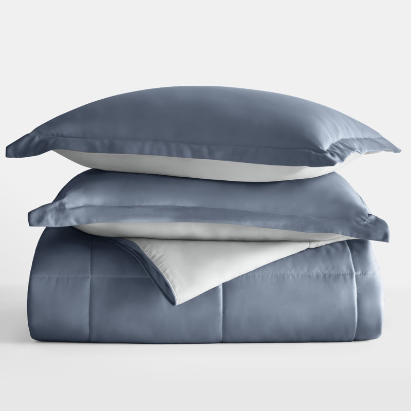 Twin Stone and Light Gray Reversible Down Alternative Comforter Set