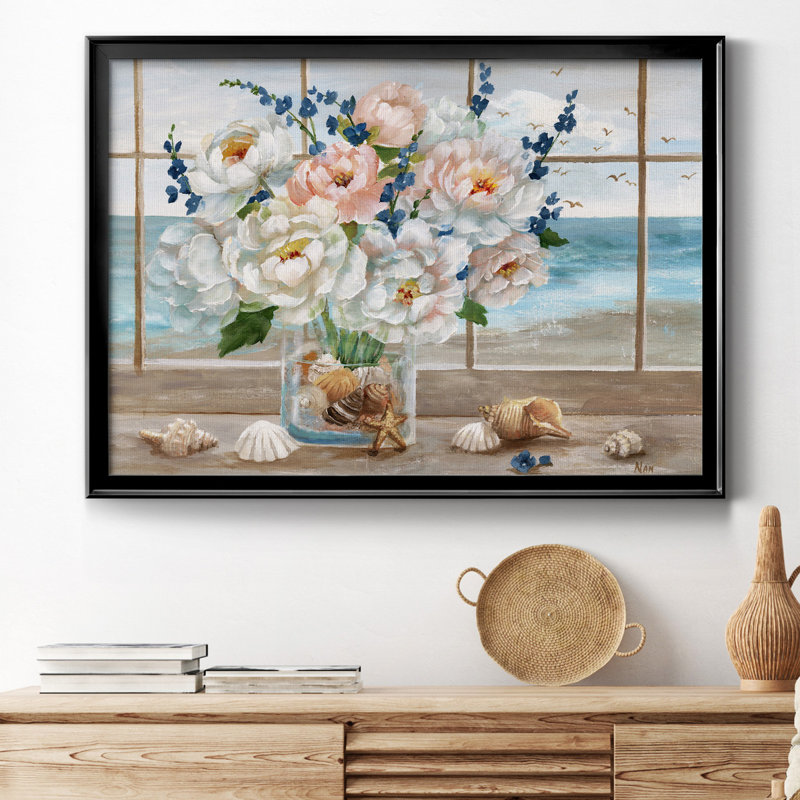 Fenêtre côtière - peinture encadrée, H 18,5 po x l 24,5 po x P 1,5 po, Toile avec cadre noir