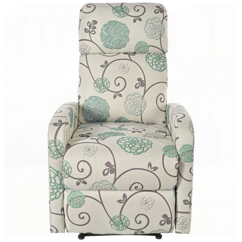 Fauteuil inclinable manuel avec dossier réglable, Floral beige / bleu