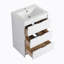 Meuble-lavabo autoportant 72 po avec lavabo en résine et armoire à 1 côté, tiroirs à fermeture en douceur, blanc brillant, contreplaqué