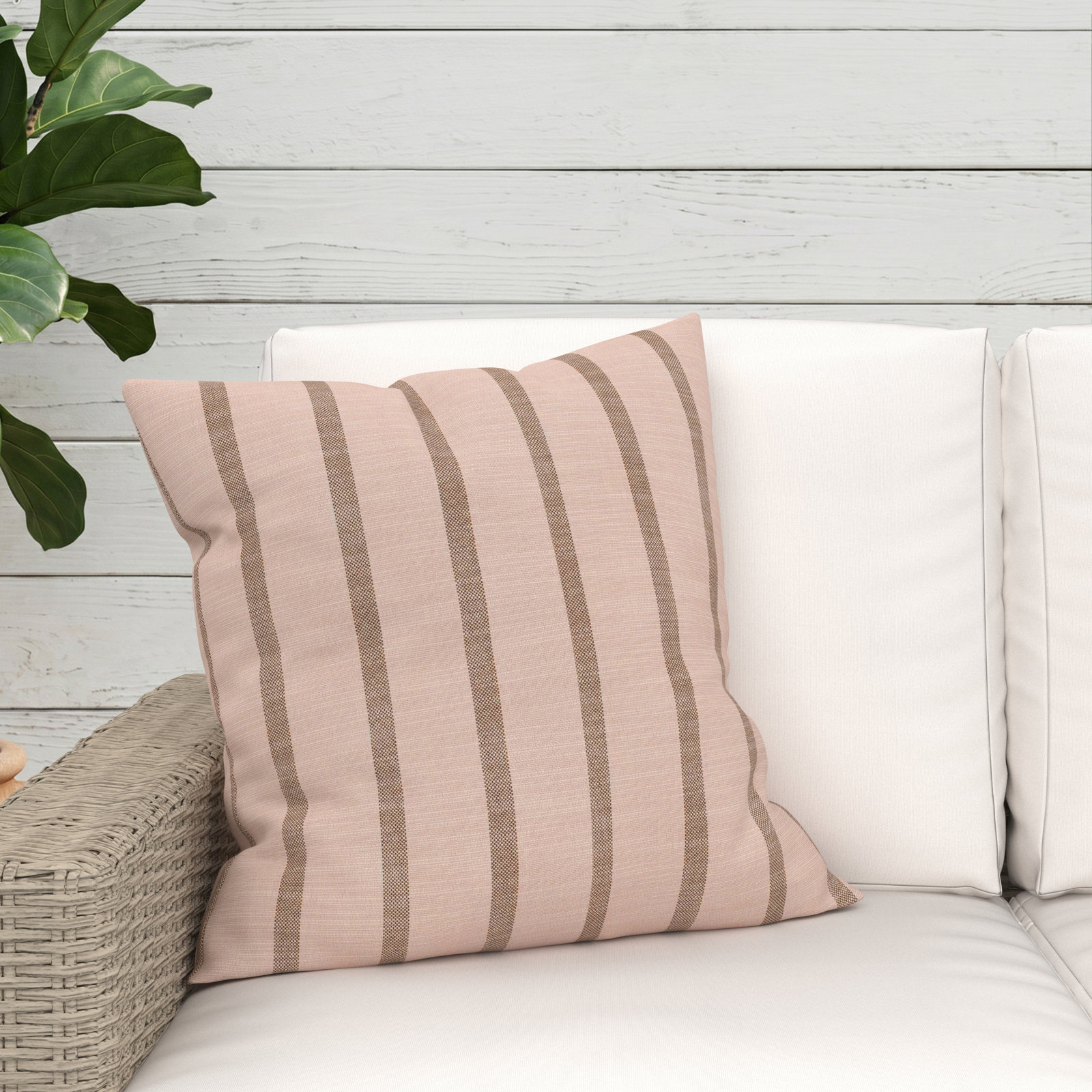 Lani Sunbrella® Throw Pillow, Square 20", Unwind Cameo