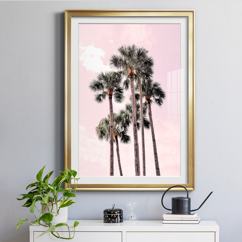 " Pink Tropics " by Natalie Carpentieri, 42" H x 30" W x 1.5" D, Gold Framed