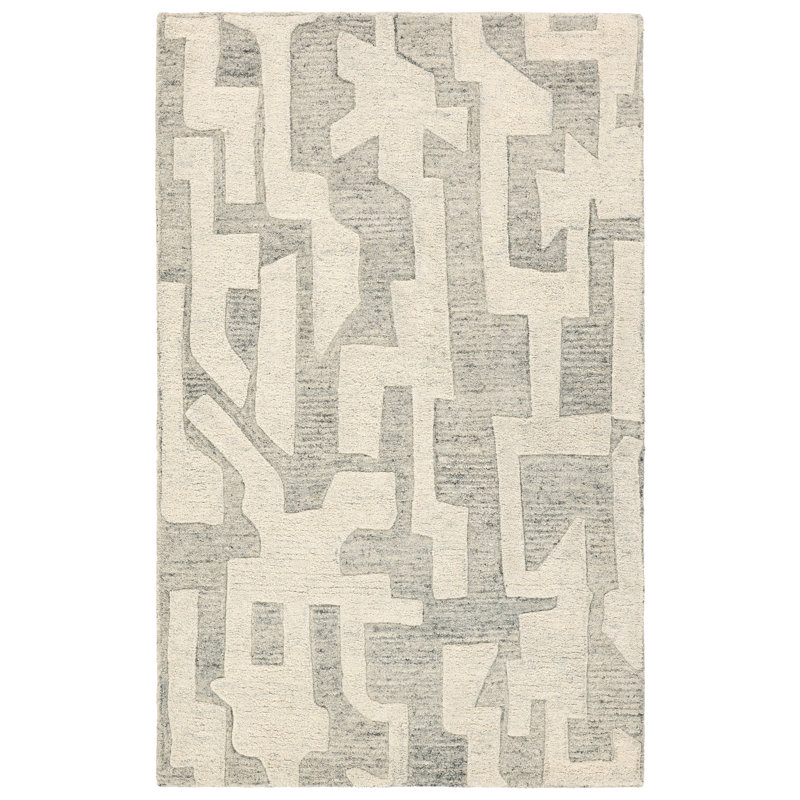 Tapis gris et crème fait à la main Nikki Chu par Eminence MNK02 , Rectangle 9 pi 6 po x 13 pi 6 po
