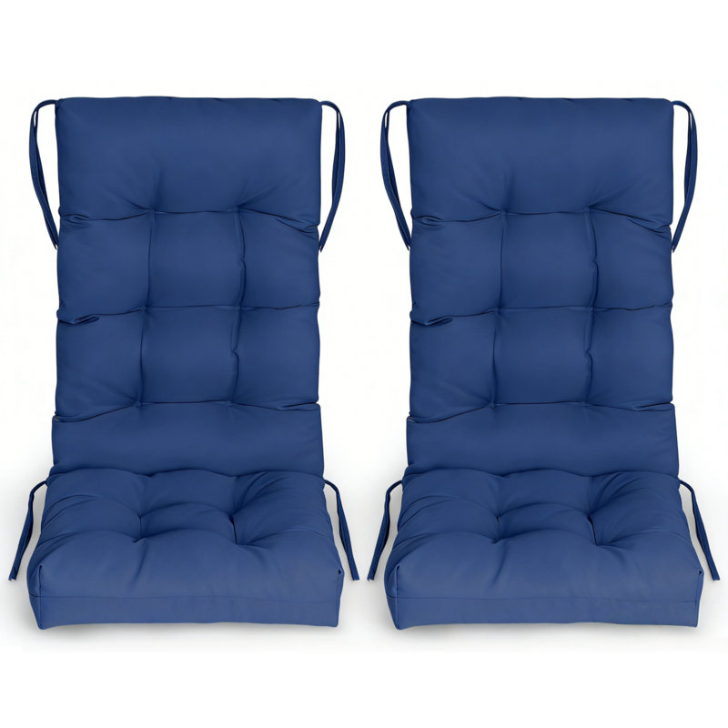 46.5" x 18.5" x 4.3" Waterproof Polyester Outdoor Adirondack Chair Cushions Set of 2, Blue