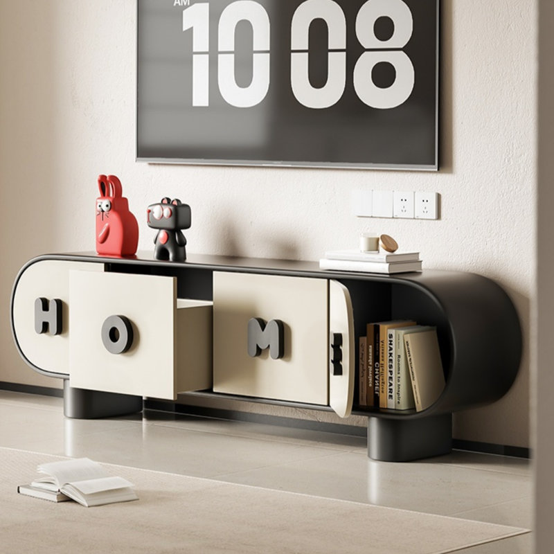 Meuble télé moderne, simple et créatif, Noir / blanc cassé