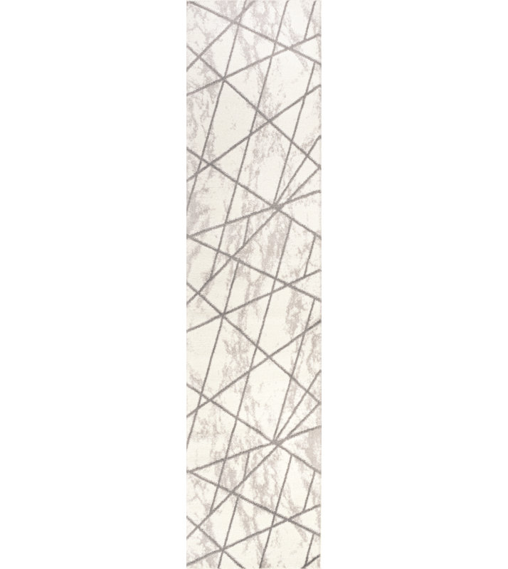 Ardon Modern Geometric Marbled Ivory/Gray Rug, Runner 2' x 8'