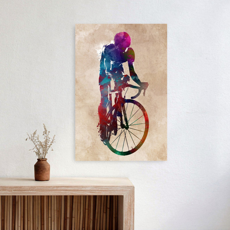 «Vibrant Cycling Sprint», art mural contemporain, 24" H x 16" W