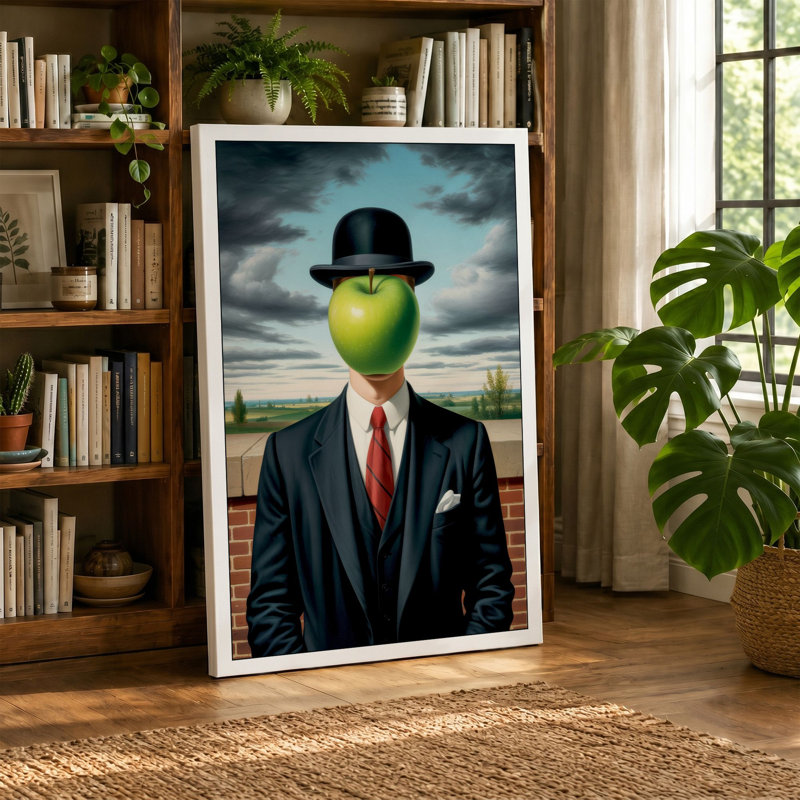 Man with Apple Head Surrealism - Wrapped Canvas, 18x12 - 45.7 x 30.5 cm, White Border