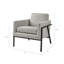 Fauteuil d'appoint gris, structure en bois massif et métal lié, coussin de siège amovible, mousse haute pour une assise et une détente de première classe, siège carré, assemblage facile de couleur grise, avec pieds, support, simple