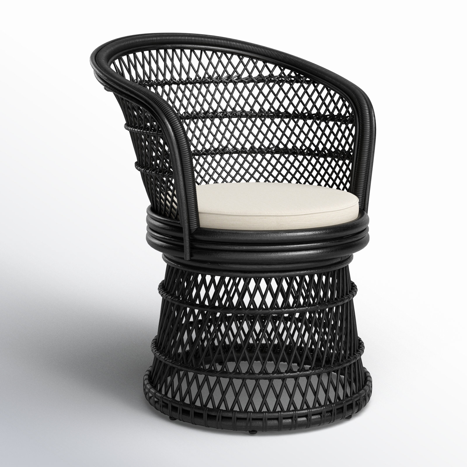 Rochellt Upholstered Swivel Accent Chair, Black