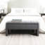 Banc de coiffeuse avec rangement intérieur Comfy - Tissu en lin gris foncé pour la chambre à coucher et le salon