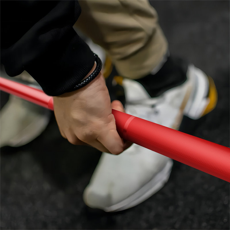 Barbell Mikolo, capacité de 1 500 lb et manchons de 2 pouces pour le dynamitage et l'entraînement en force, Rouge, 7 pi