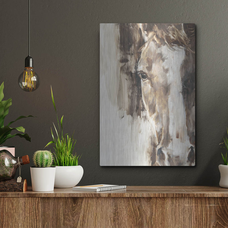 Art mural en métal «Cr qualité de cheval 1» par Ethan Harper, H 16 po x l 12 po
