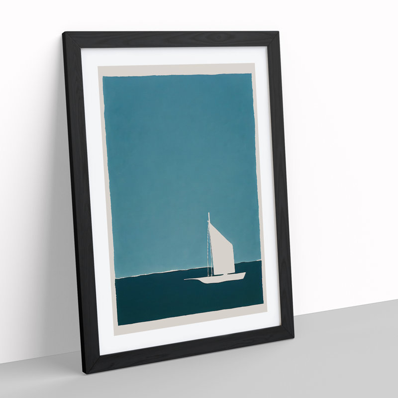 Boat Silhouette - Print, 36cm H x 27cm W x 2cm D, Black Framed, White