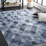 Tapis gris / gris foncé en polyester tissé à la machine