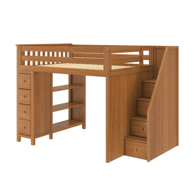 Brodie 8 Drawer Solid Wood Loft Bed with Shelves