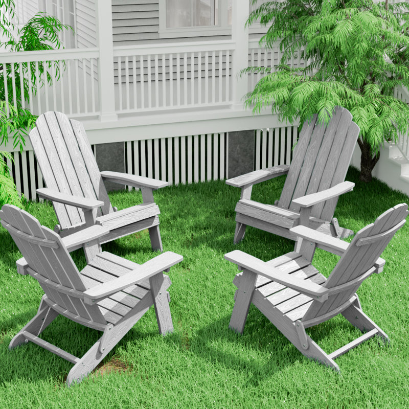 All Weather Outdoor Folding AdirondackChair (Set of 4), Gray