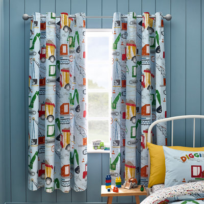 Digger Dreams Fully Reversible Eyelet Curtains