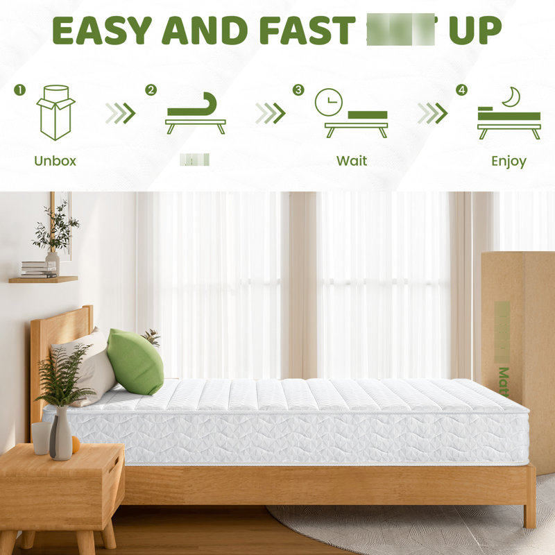 8" Full Mattress, Independently Encased Coils, Edge Support, Breathable Fabric, , Ideal For Bedroom Modern Bedrooms, Queen