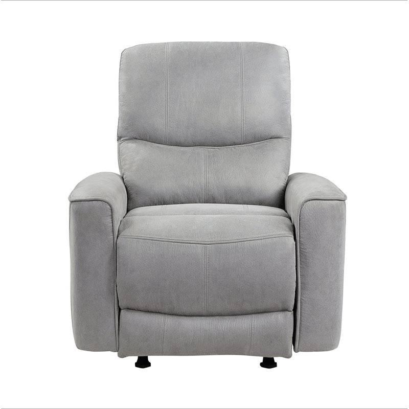 Chaise berçante inclinable de style moderne et transitionnel en microfibre polie grise polie 1 pièce