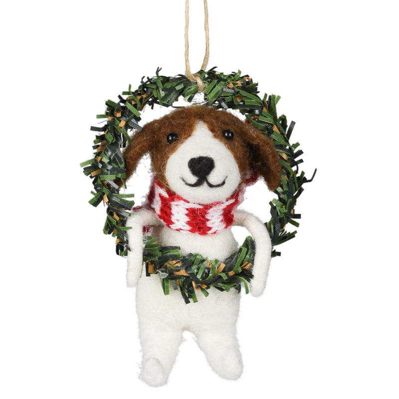 Décoration de Noël chien en couronne