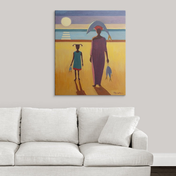 «Driston Woman with Fish» par Tilly Willis, reproduction d'art, H 30 po x l 25 po x P 1,5 po, Toile