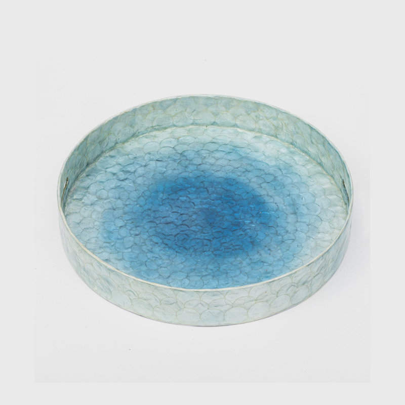 Capiz Shell Decorative Tray, Blue, Blue