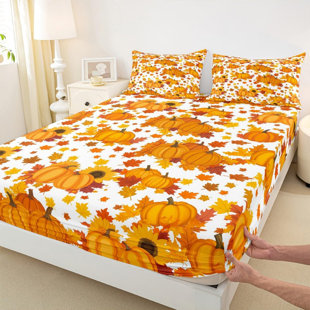 Fall Pumpkin and Maple Leaves Bed Sets