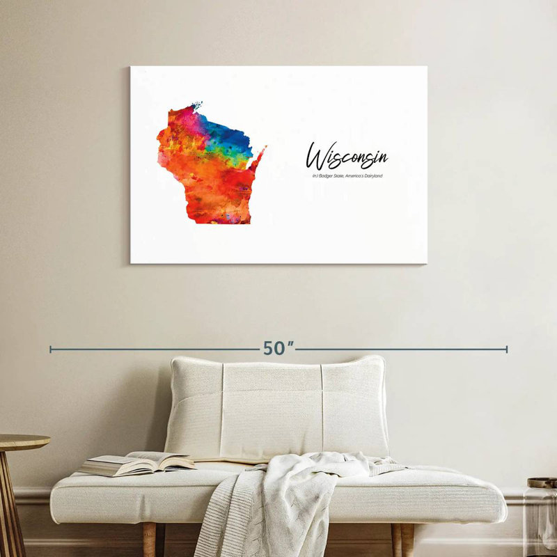 Carte de Aliaz Badger State, Wisconsin, H 26 po x l 39 po