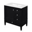 Meuble-lavabo moderne 30 po avec lavabo en céramique - armoire noire 3 tiroirs et article élégant