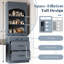 Armoire de cuisine grise autoportante avec faux marbre, hauteur de 83,7 pouces, 5 tiroirs et tablette réglable pour plateau en marbre de style fonction, tablette, moderne-343112575