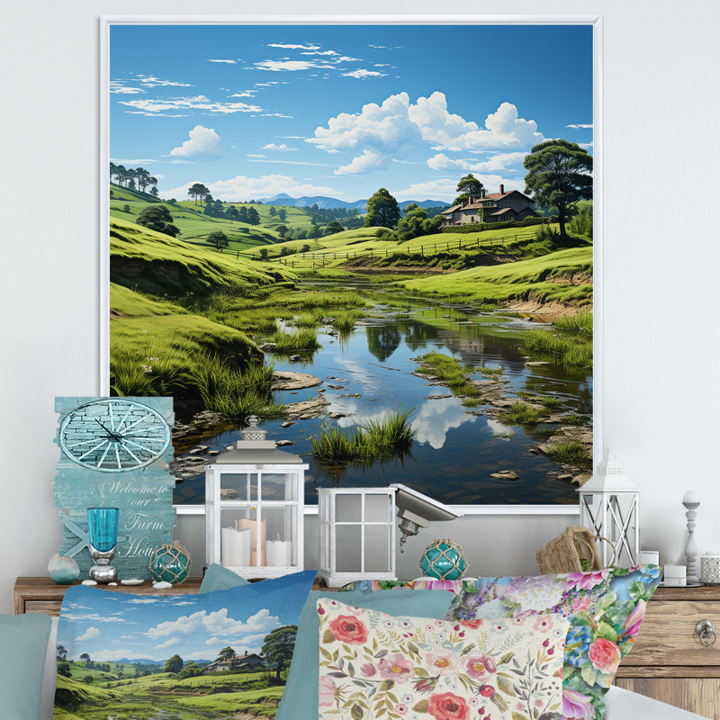 «Mountain Serenity Mountain Panorama» sur toile, Cadre flottant blanc, H 24 po x l 24 po x P 1 po