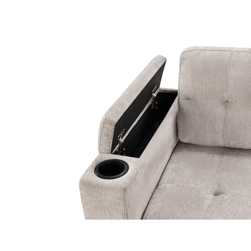 Canapé-lit modulaire en L 83 po avec rangement caché, canapé-lit en chenille pour le salon, LightGray Chenille