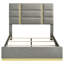 Grand lit à panneau Orion avec bordure dorée, structure en bois, tissu gris Chanel