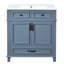 Meuble-lavabo de salle de bain rétro bleu 30 po avec structure en bois massif, lavabo en céramique, rangement spacieux, planches de porte à fermeture douce, mécanisme, quincaillerie exquise, glissière de tiroir lisse