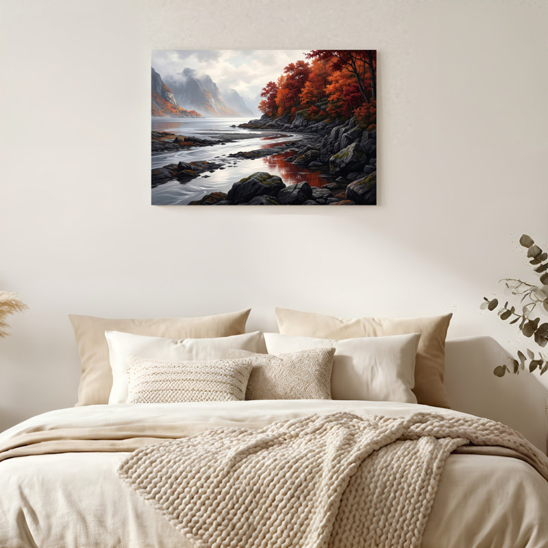 Art mural sur toile Gallery Wrap pour le salon, la chambre à coucher, le bureau ou le vestibule - Décoration murale décorative avec paysage d'automne