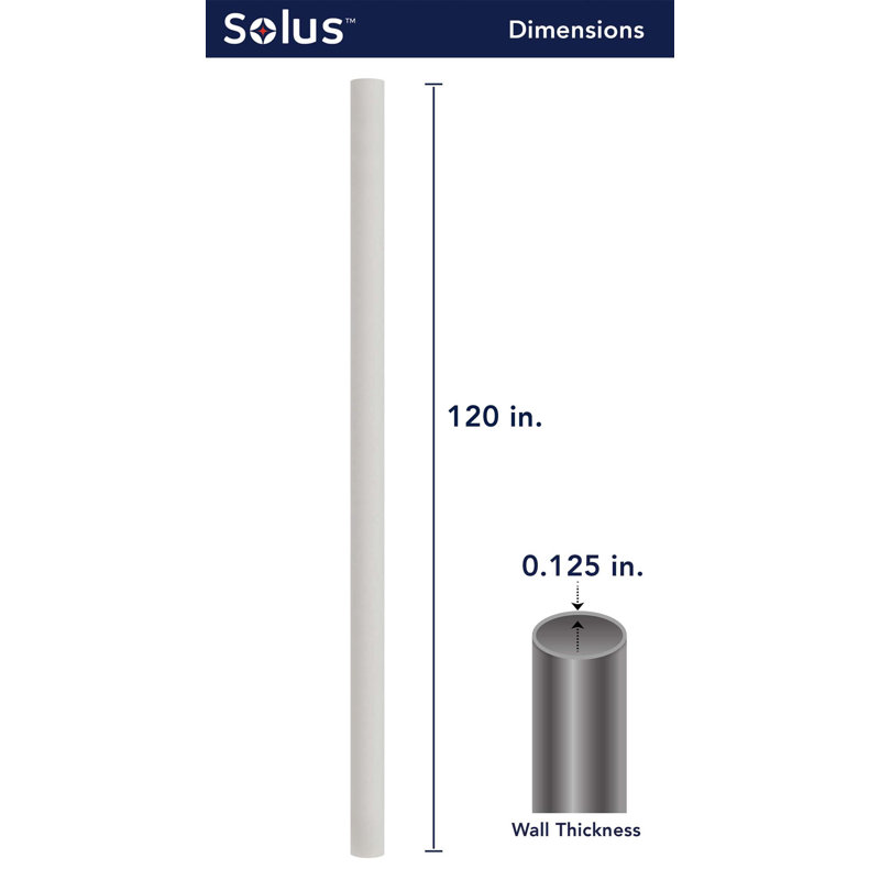 Solus 7, 8, or 10 ft. Outdoor Hardwired Direct Burial Lamp Post, White, 120" H x 3" W x 3" D