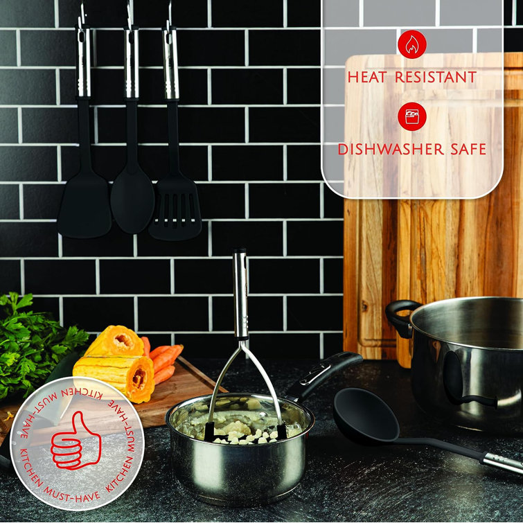 Bezrat 6-Piece Nylon Kitchen Utensils Set: Nonstick, Heat Resistant, P
